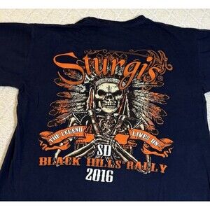 Sturgis Black Hills South Dakota 2016 Motorcycle Rally 2 Sided Tee Size L